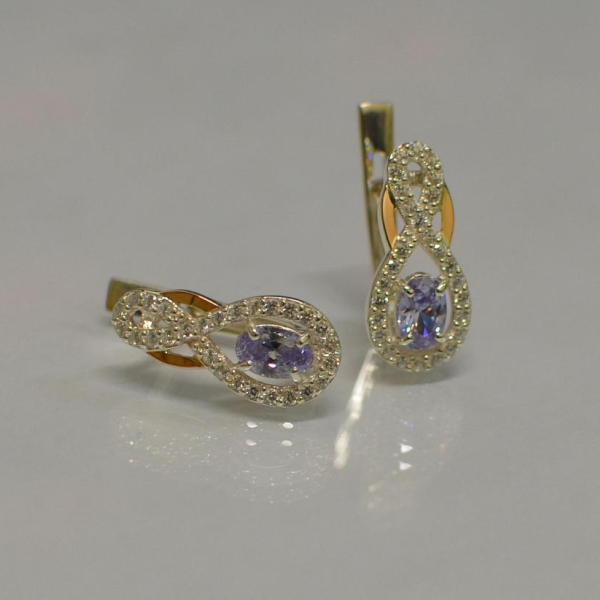 Срібні сережки з золотими вставками