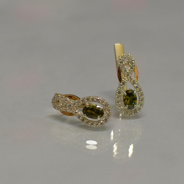 Срібні сережки з золотими вставками