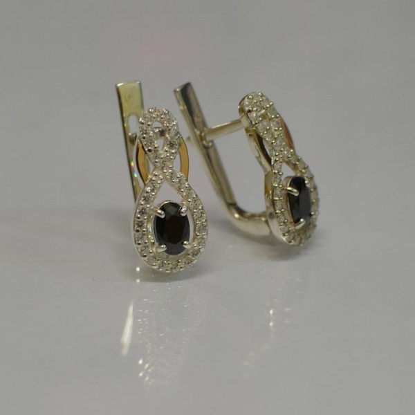 Срібні сережки з золотими вставками