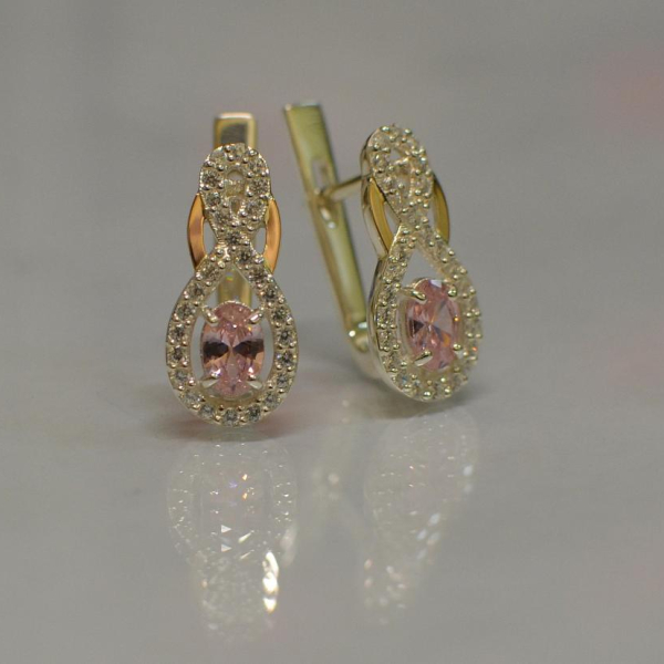 Срібні сережки з золотими вставками