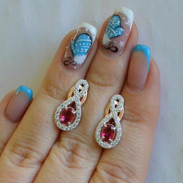 Срібні сережки з золотими вставками