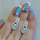 Срібні сережки з золотими вставками