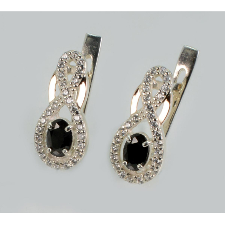 Серебряные серьги с золотыми вставками