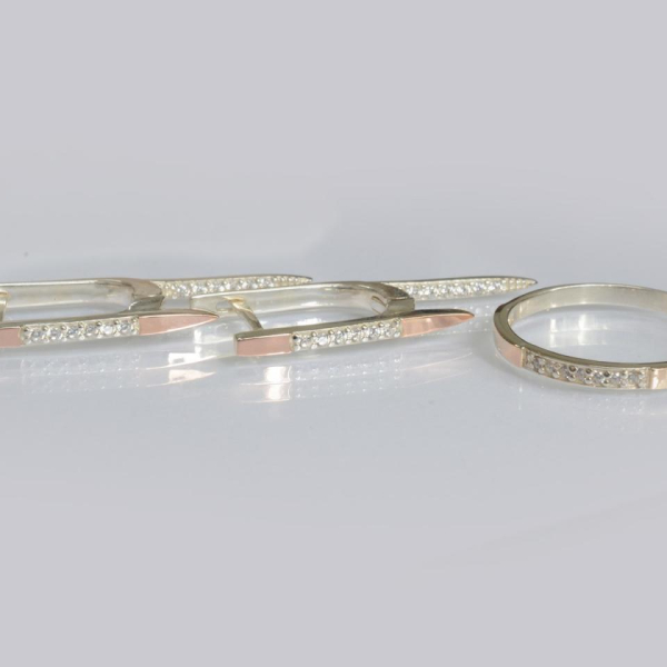 Срібний набір з золотими напайками