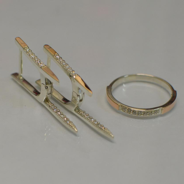 Срібний набір з золотими напайками