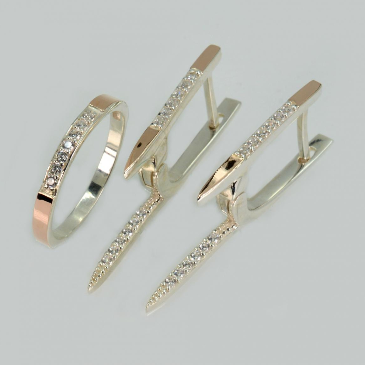 Срібний набір з золотими напайками