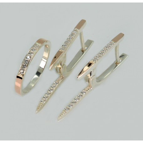 Серебряный набор с золотыми напайками