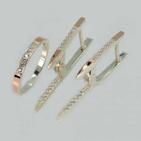 Срібний набір з золотими напайками