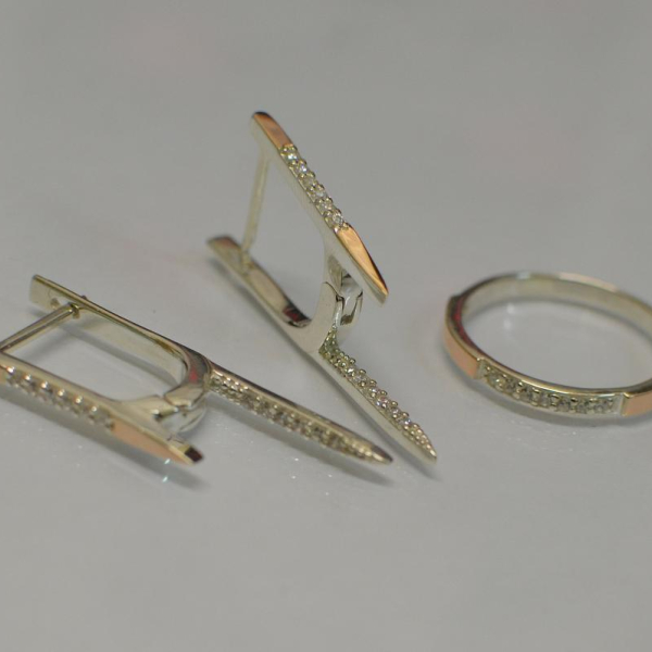 Срібний набір з золотими напайками