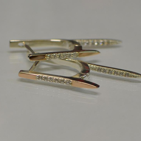 Серебряные серьги с золотом