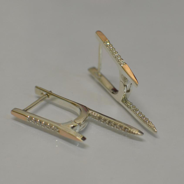 Серебряные серьги с золотом