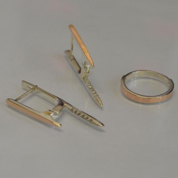 Срібний комплект з золотими вставками