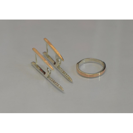 Серебряный комплект с золотыми вставками