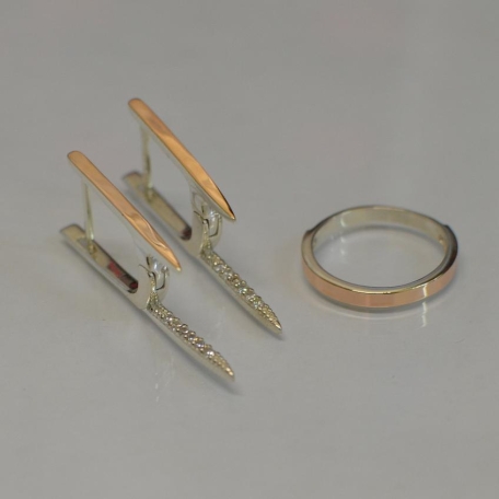 Срібний комплект з золотими вставками