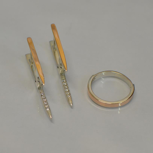 Срібний комплект з золотими вставками