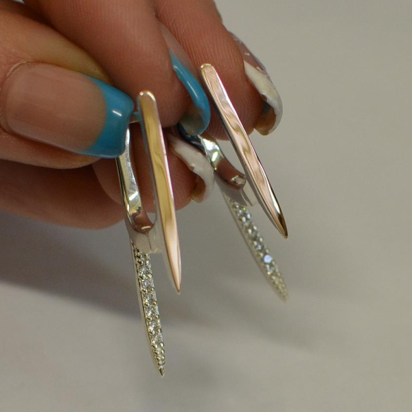 Срібні сережки з золотими вставками