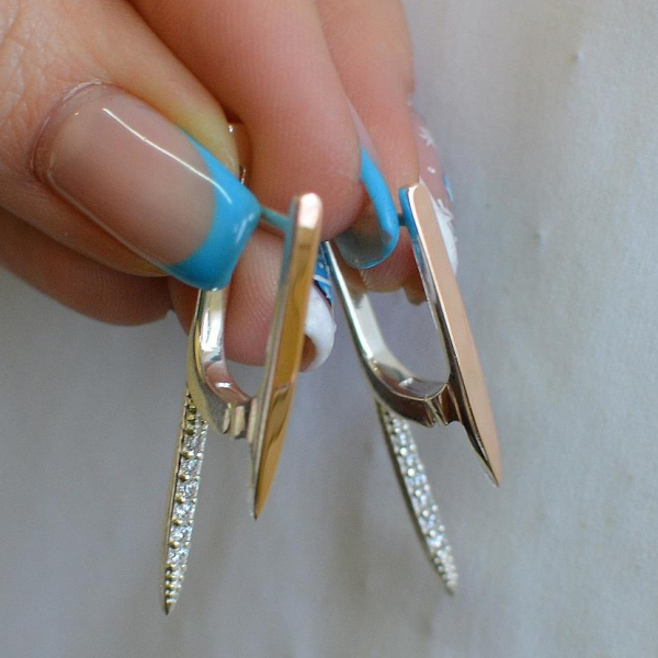 Срібні сережки з золотими вставками