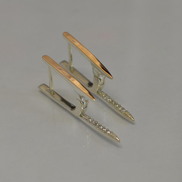 Срібні сережки з золотими вставками