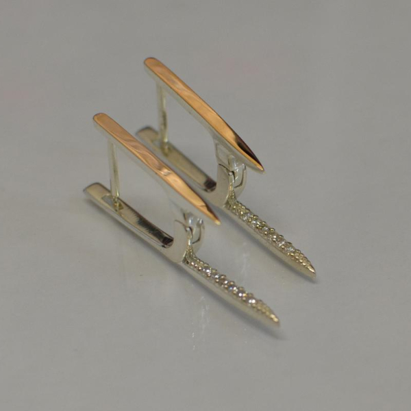 Срібні сережки з золотими вставками