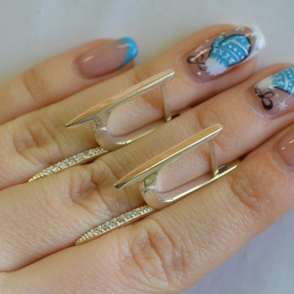 Срібні сережки з золотими вставками