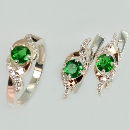 Срібний набір з золотими пластинами