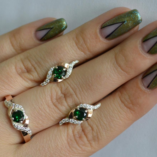 Срібний гарнітур з золотими пластинами