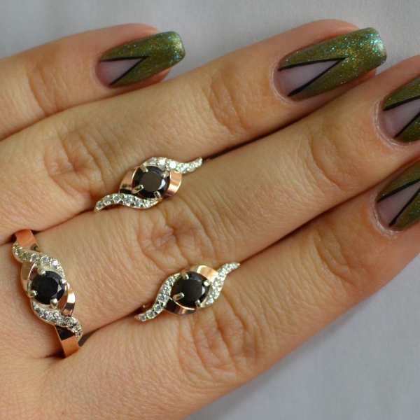 Срібний гарнітур з золотими пластинами