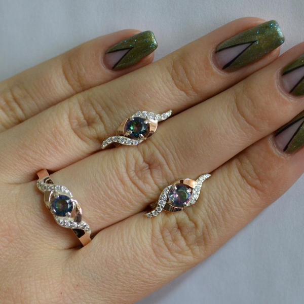 Срібний гарнітур з золотими пластинами