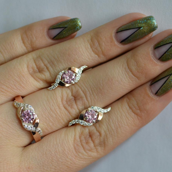 Срібний гарнітур з золотими пластинами