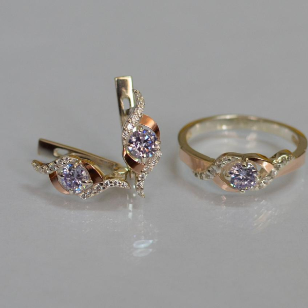 Срібний гарнітур з золотими пластинами