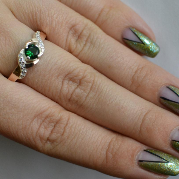 Серебряное кольцо с золотыми вставками