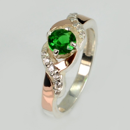 Срібна каблучка з золотими вставками