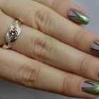 Серебряное кольцо с золотыми вставками