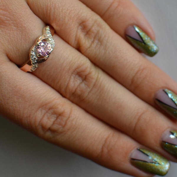 Серебряное кольцо с золотыми вставками