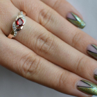 Серебряное кольцо с золотыми вставками