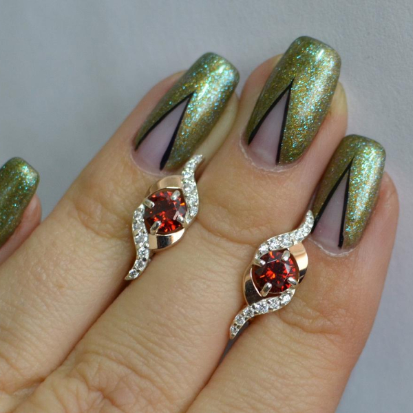 Срібні сережки з золотими накладками