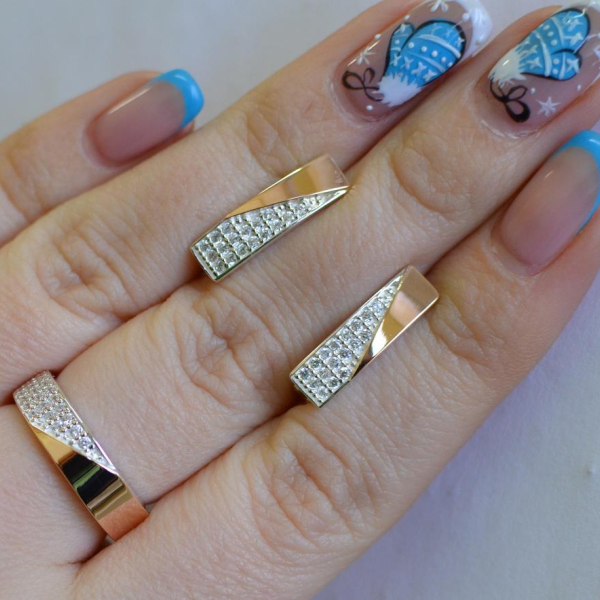 Срібний гарнітур з золотими вставками