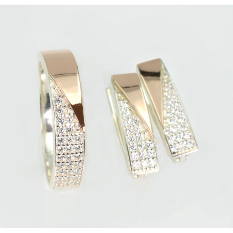 Серебряный гарнитур с золотыми вставками