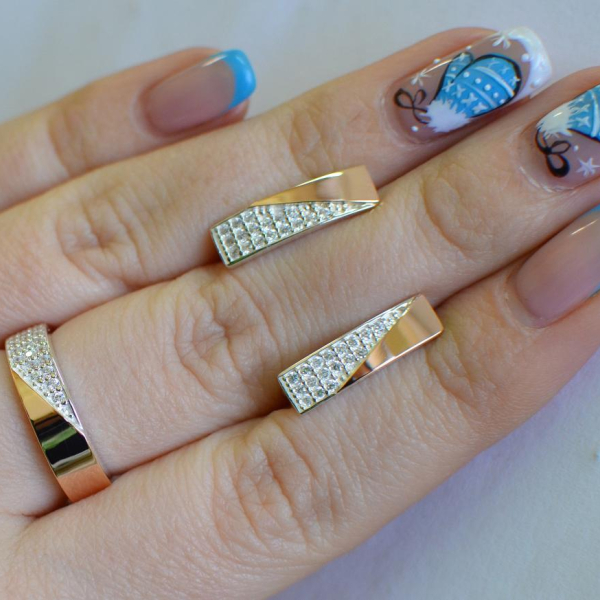 Срібний гарнітур з золотими вставками