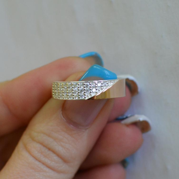 Каблучка із срібла з золотом