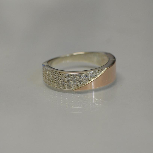 Каблучка із срібла з золотом
