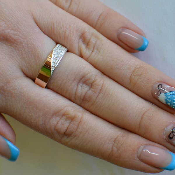 Каблучка із срібла з золотом