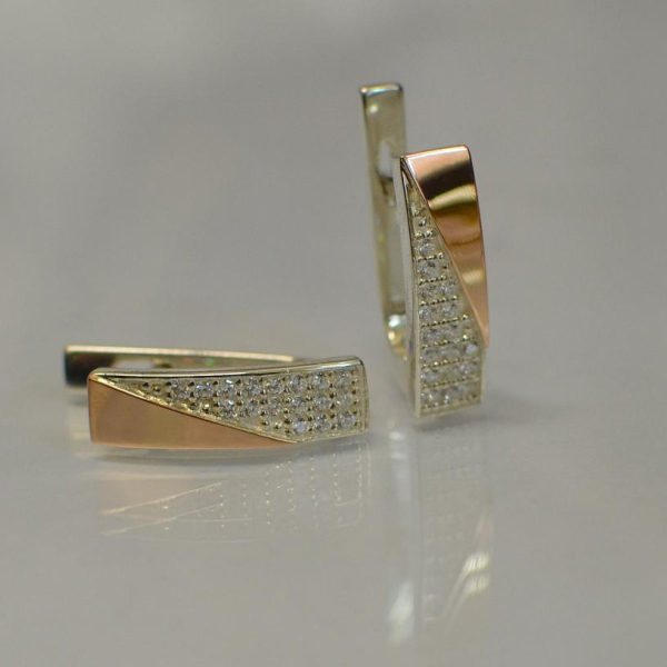 Сережки із срібла з золотими вставками