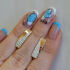 Сережки із срібла з золотими вставками