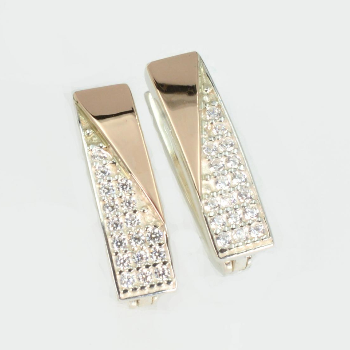 Сережки із срібла з золотими вставками