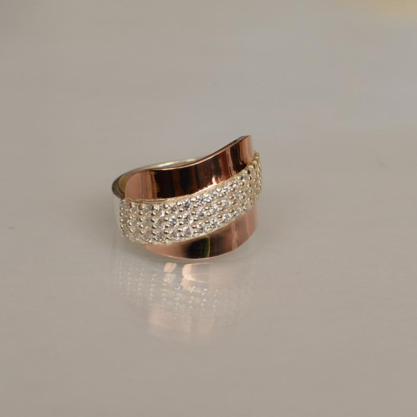 Срібна каблучка з золотими накладками