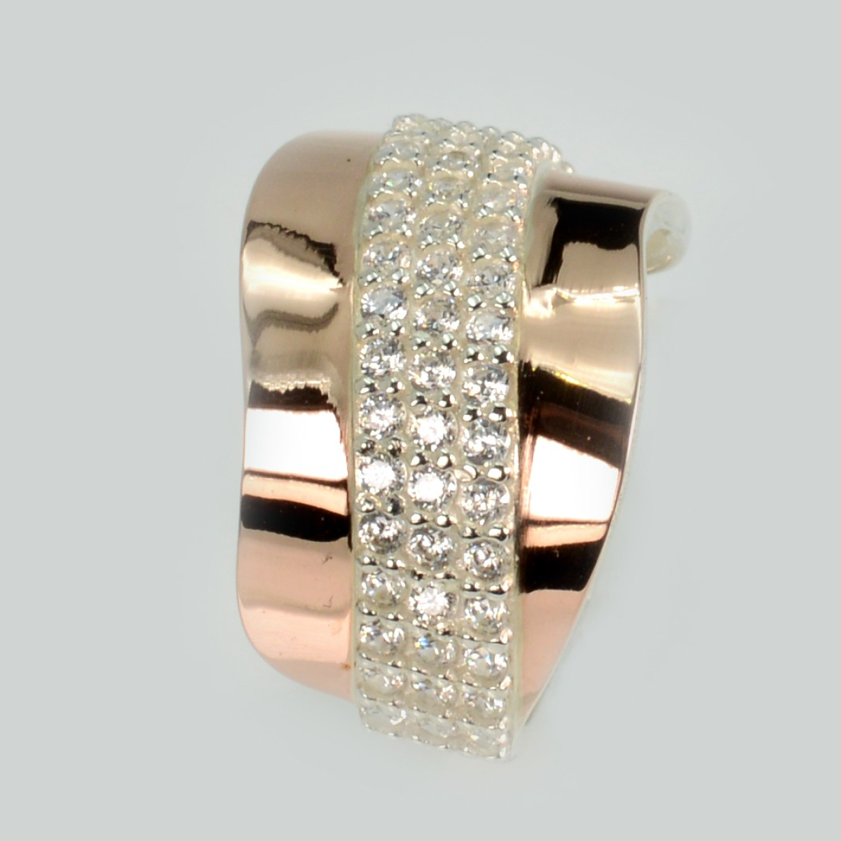 Срібна каблучка з золотими накладками