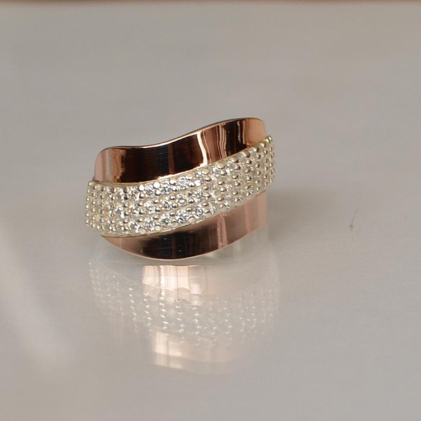 Срібна каблучка з золотими накладками