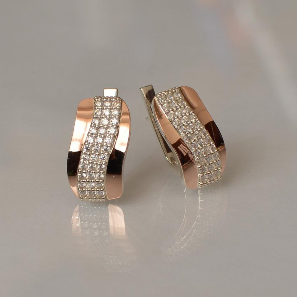 Срібні сережки з золотими накладками