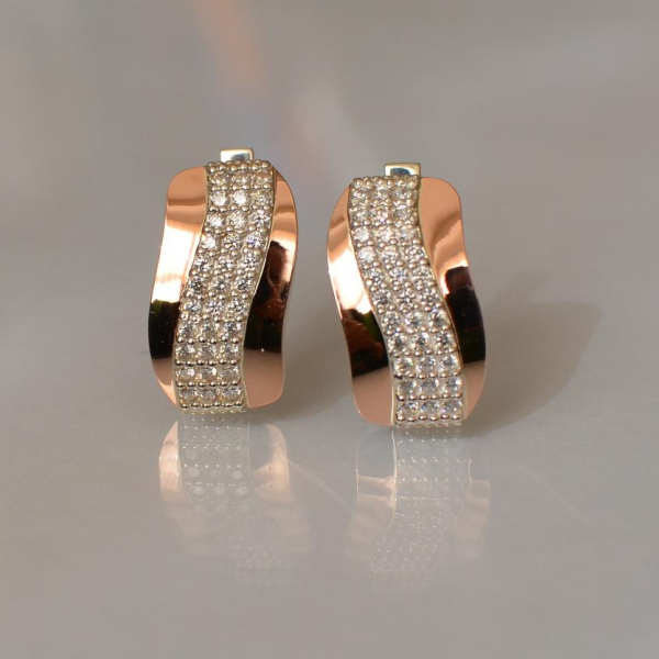 Срібні сережки з золотими накладками